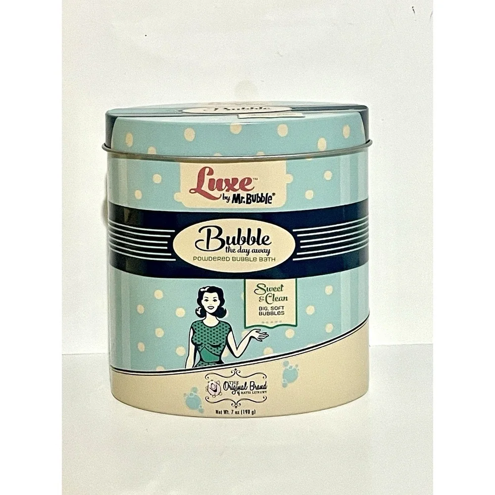 Luxe by Mr. bubble POWDERED BUBBLE BATH 7oz Tin Canister ORIGINAL BUBBLE